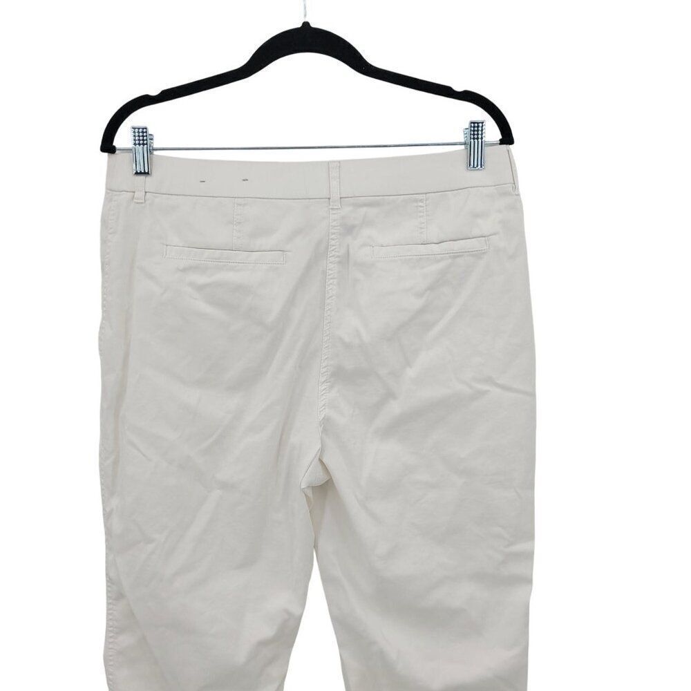 Chico's Pants‎ M White Ankle Stretch High Rise Roll Tab Flat Back Athleisure - Picture 8 of 11